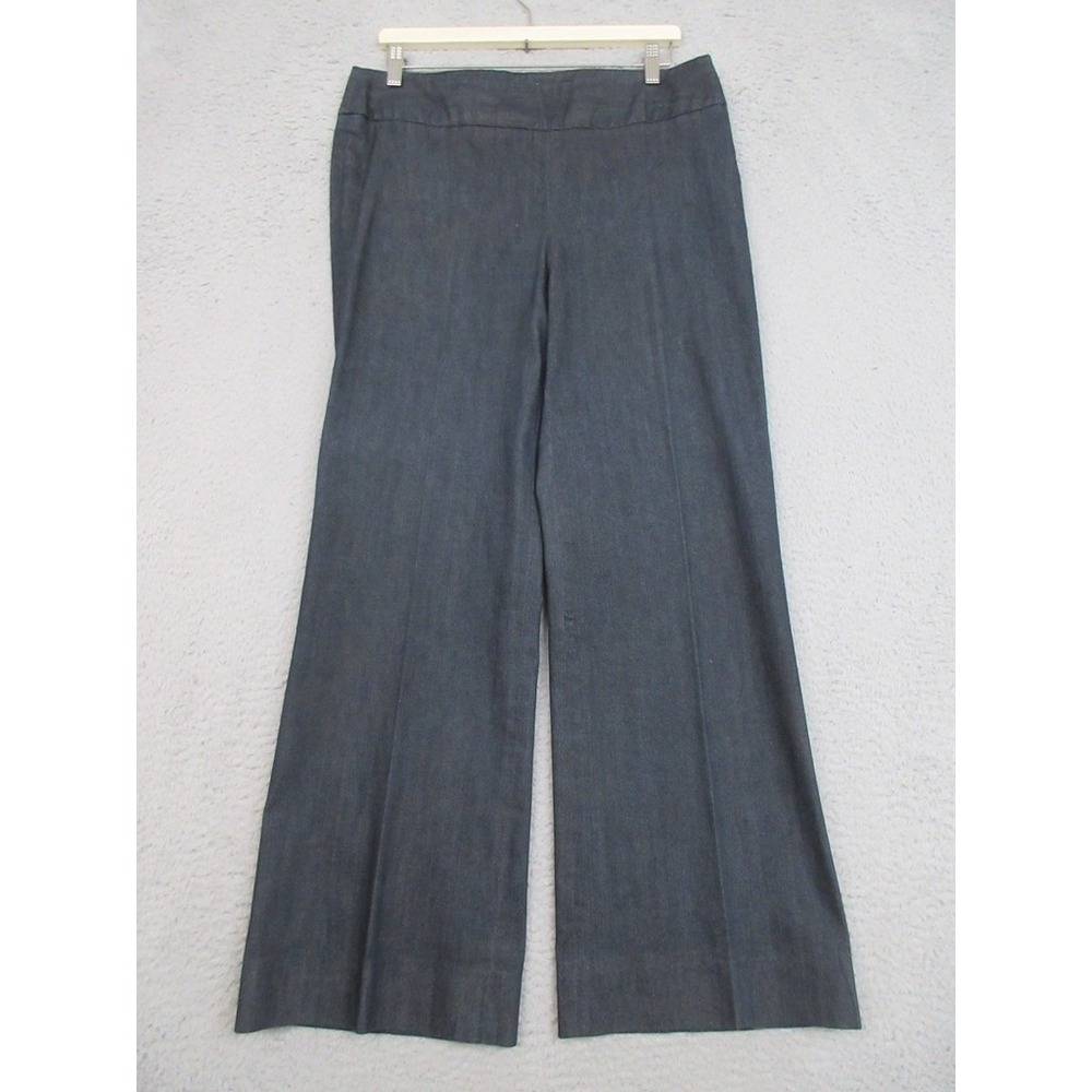Harolds Pants Womens 8 Blue Wide Leg Denim Dress Trouser Slacks‎ Career Trendy